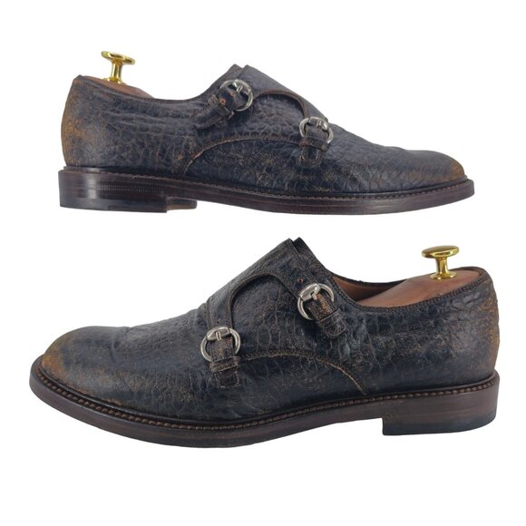 Italy Gucci Men size 8 US 7.5UK Designer Distressed Monk Strap Dress Shoe Loafer - Picture 7 of 12
